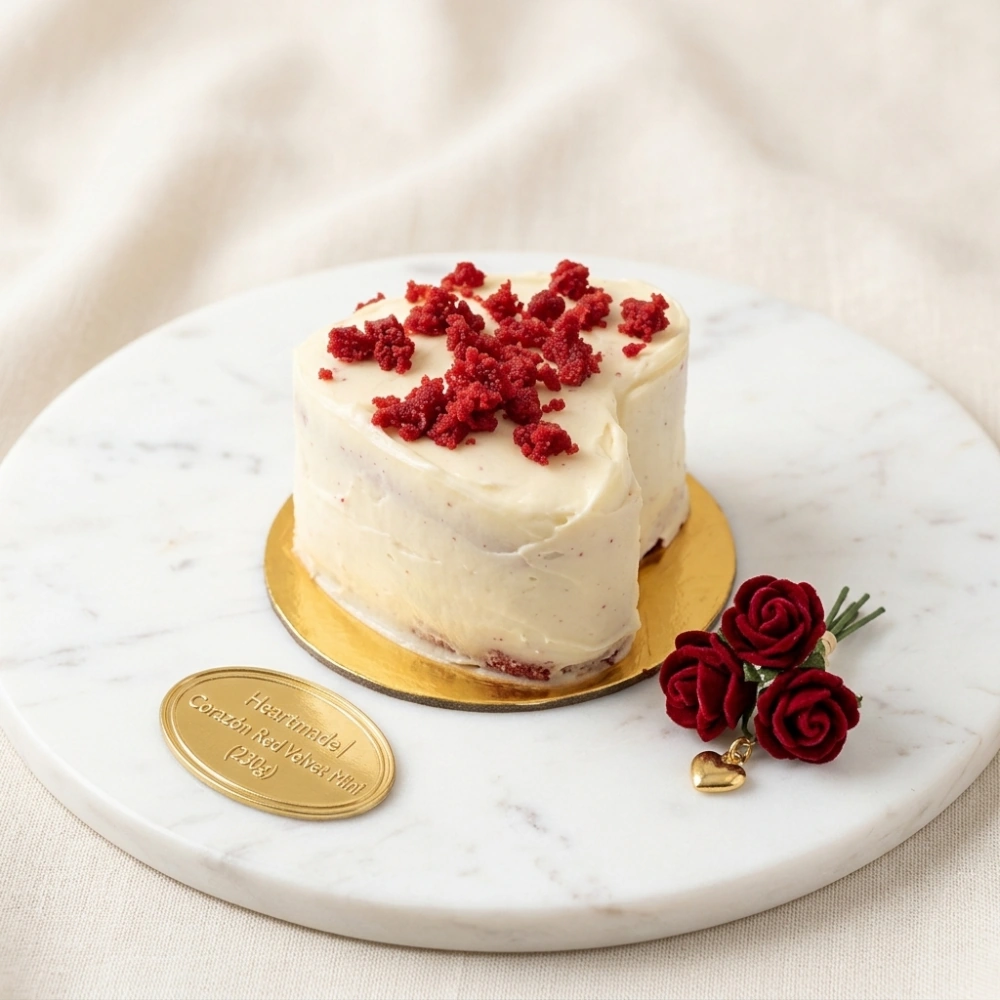 Torta Corazón Red Velvet Mini artesanal de Heartmade by Eliana en Barranquilla. Torta individual con crema de queso